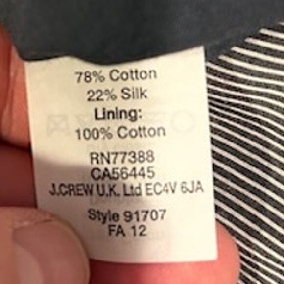 J. CREW FACTORY Gray Grey Career Short Cap Sleeve Stripe Cotton Silk Dress 14 - Picture 8 of 16